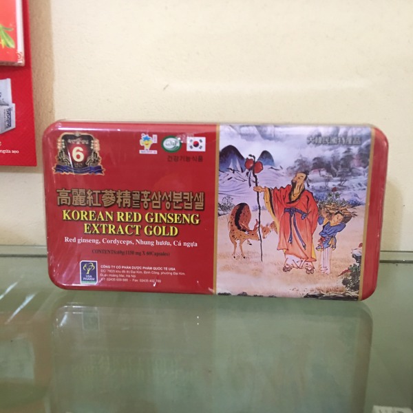 Đạm Hồng Sâm Korean Red ginseng Extract Gold - Hộp 60 Viên Nang Mềm Bồi Bổ Sức Khỏe cao cấp