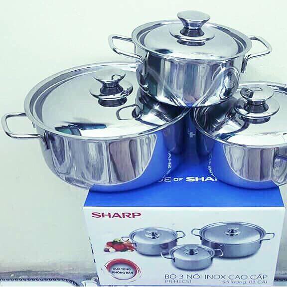 Bộ 3 Nồi inox Sharp (dùng được cho bếp từ )