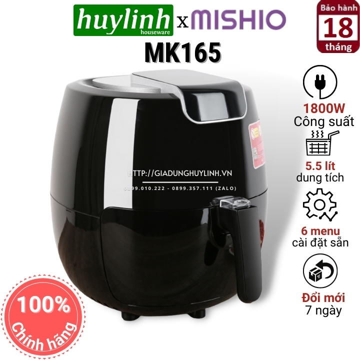 Nồi chiên không dầu điện tử Mishio MK-165 - 5.5 lít [Mishio MK165]