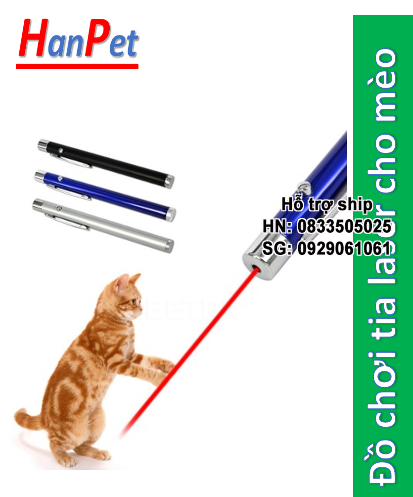 Hanpet - Đồ chơi tia laser cho mèo (kèm pin) dạng bút laze phát tia hồng ngoại đèn led cho chó và mèo đùa nghịch