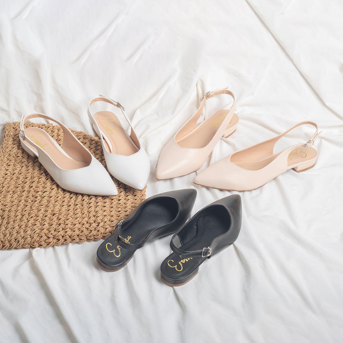 Giày nữ, giày cao gót slingback mũi nhọn cao 2cm thời trang kiểu dáng basic - EL001 (NU)