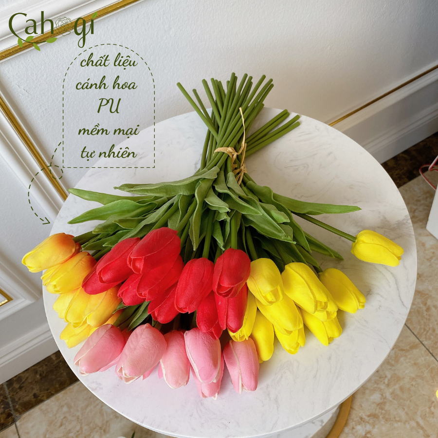 Hoa Giả - Hoa Tulip Cao Su 35 Cm