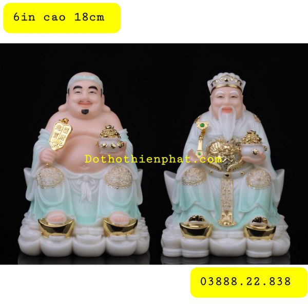 Cặp thần tài ông địa đá 6in cao 18cm mẫu mới cao cấp