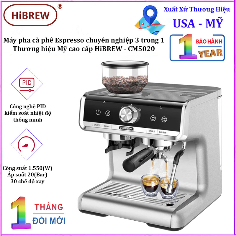 Bh 2 năm - máy pha cà phê espresso chuyên nghiệp 3 trong 1 hibrew cm5020