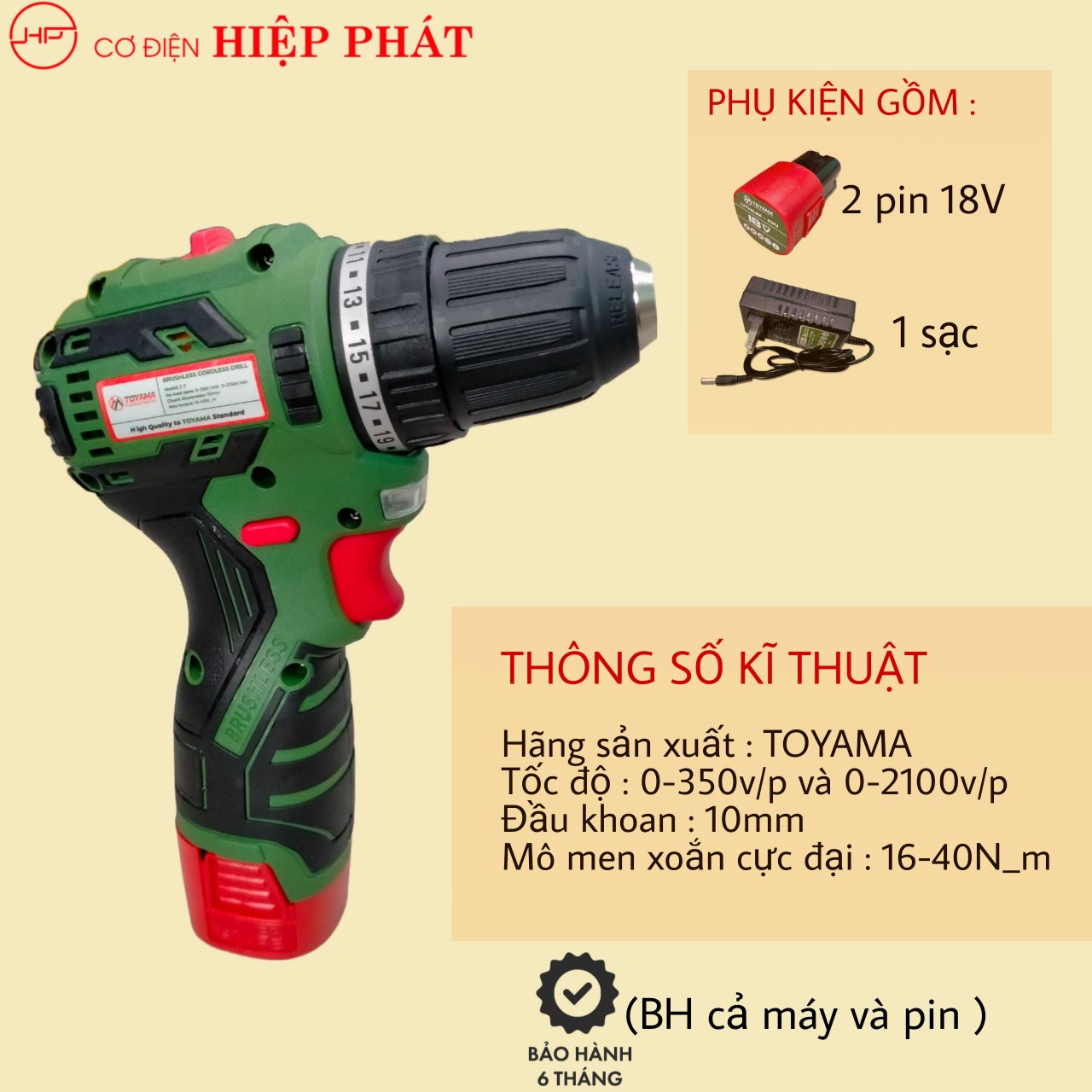 Máy khoan pin 18V Toyama