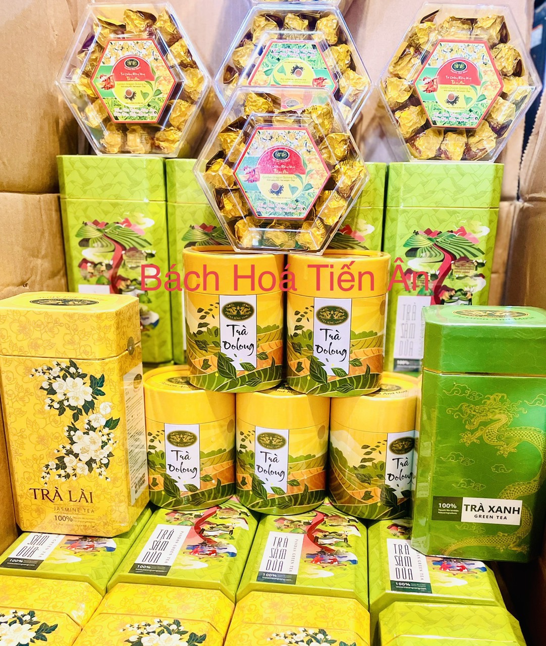 Trà xanh hương sâm dứa Rồng Vàng 150g Tết an khang - 100% nguyên liệu tự nhiên