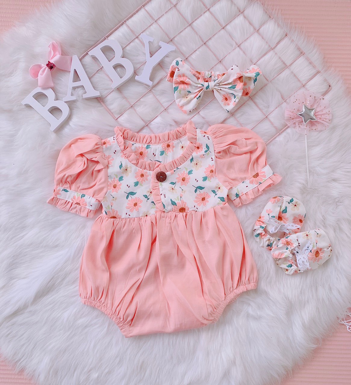 [ CÓ QUÀ TẶNG 🎁] Body áo liền quần cho bé đầy tháng, thôi nôi