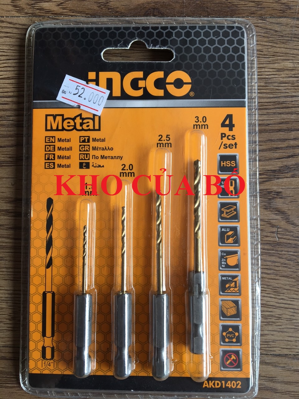Bộ 4 mũi khoan kim loại  INGCO AKD1402