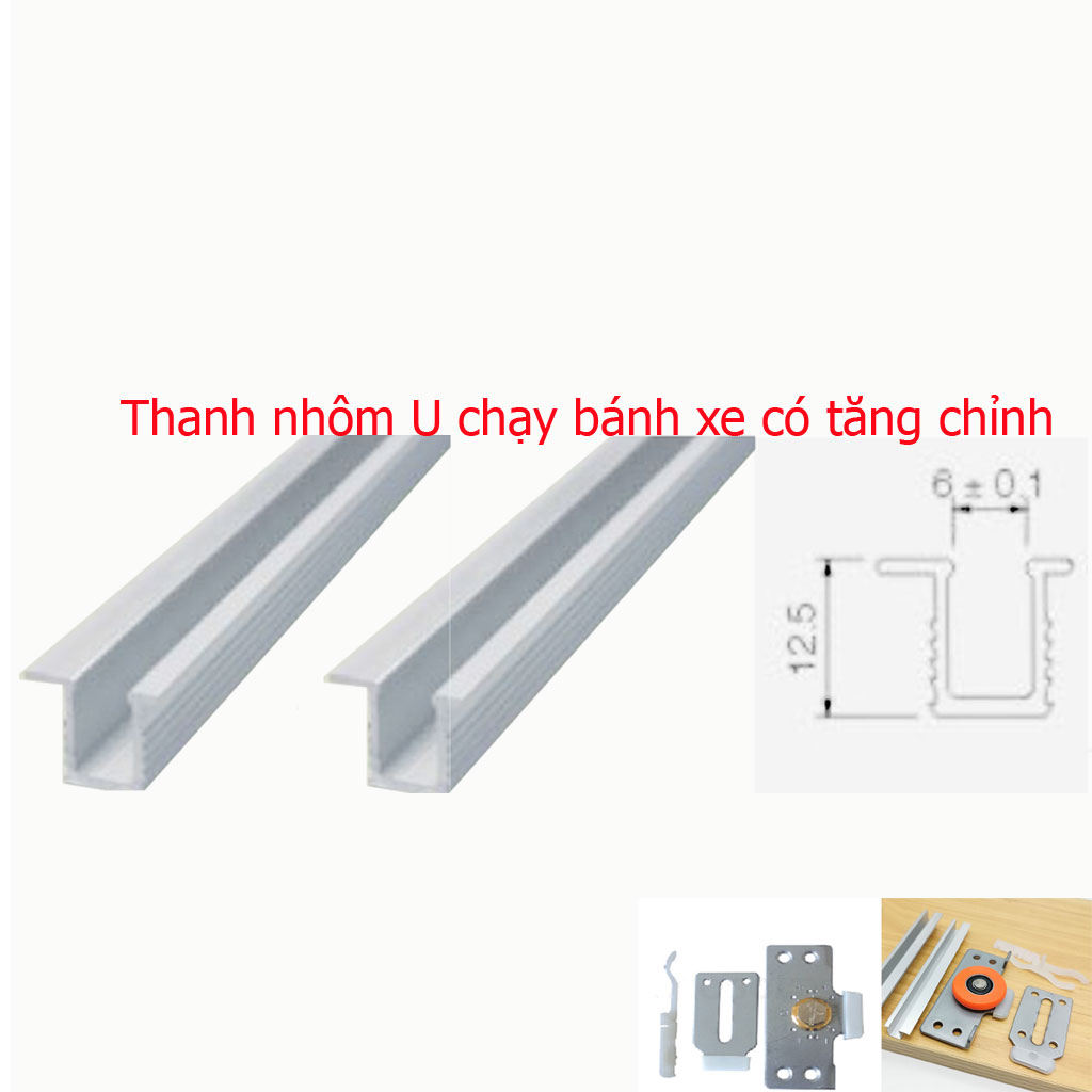 COMBO 4 cặp Ray trượt cửa lùa U Đài Loan (trên và dưới)