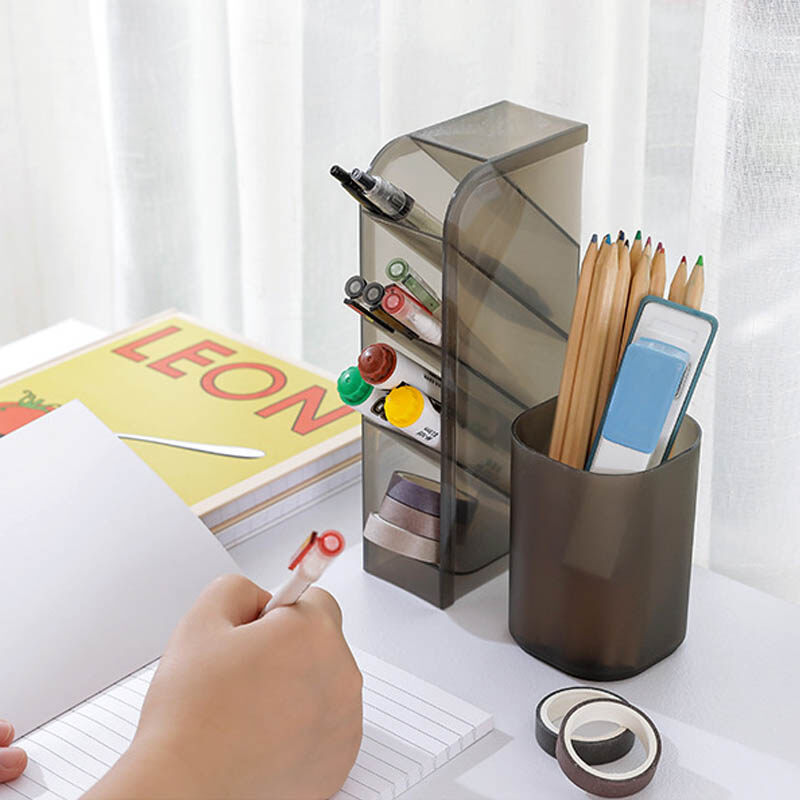 Xiên Cắm Bút Hộp Lưu Trữ Máy Tính Để Bàn Văn Phòng Sinh Viên Công Suất Lớn Đa Chức Năng Bút Văn Phòng Phẩm Trong Suốt Đơ