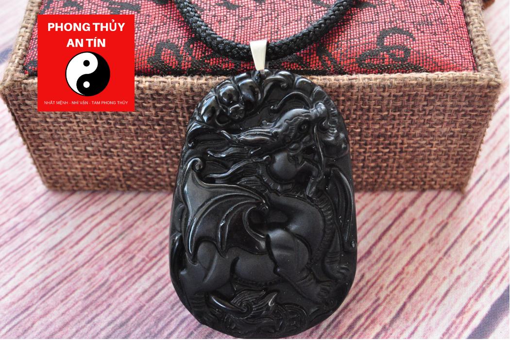 Mặt Rồng lai Tỳ hưu đá Obsidian