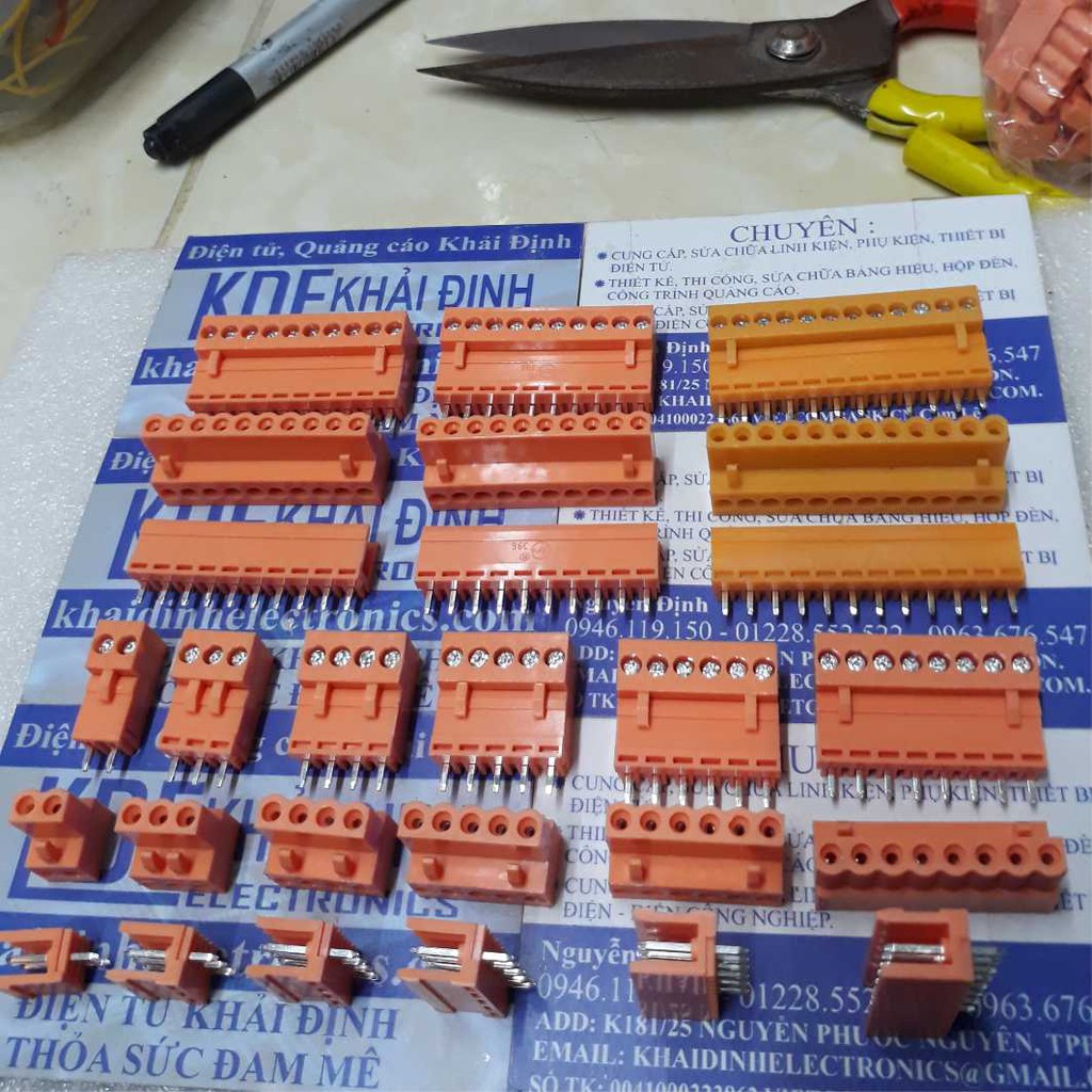 Domino, terminal đầu nối ht3.96 3.96mm màu cam chân thẳng đầu đực + cái 2p/3p/4p/5p/6p/7p/8p/10p/12p kde4152
