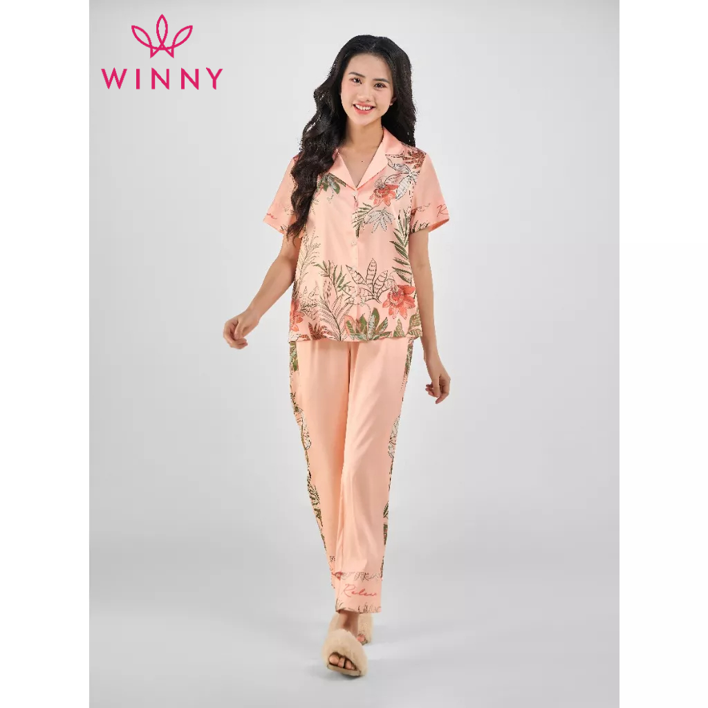 WINNY - Bộ đồ lụa cộc tay quần dài mặc nhà 1MNSA23130D