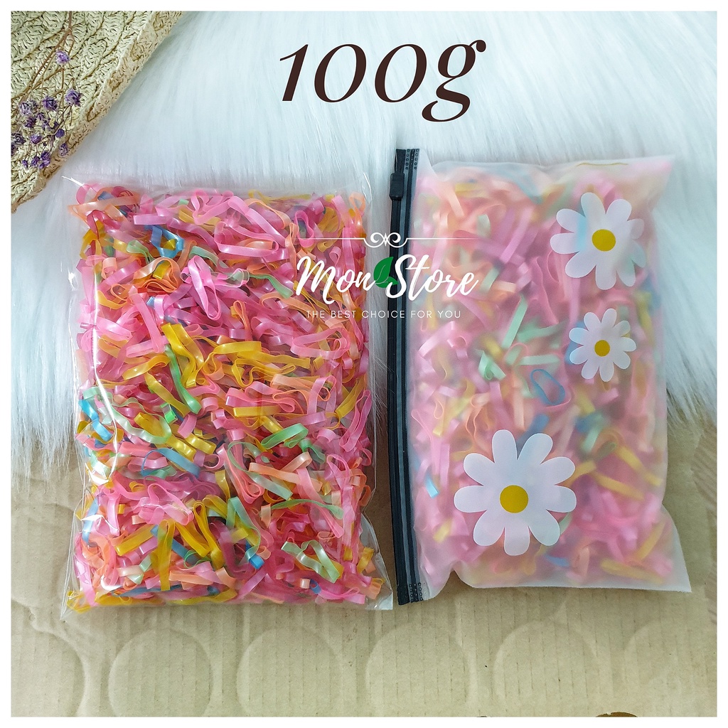 [Loại tốt, size to] Thun cột tóc MÀU TRƠN mix nhiều màu xinh xắn