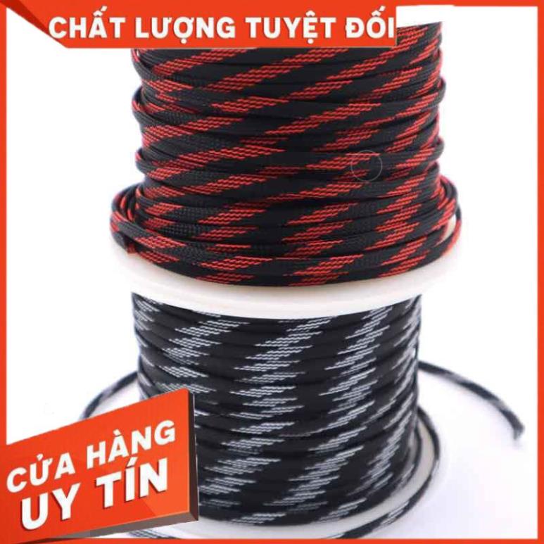 Gen xác rắn bọc ngoài dây điện 8mm, màu đen sọc xám, loại dày