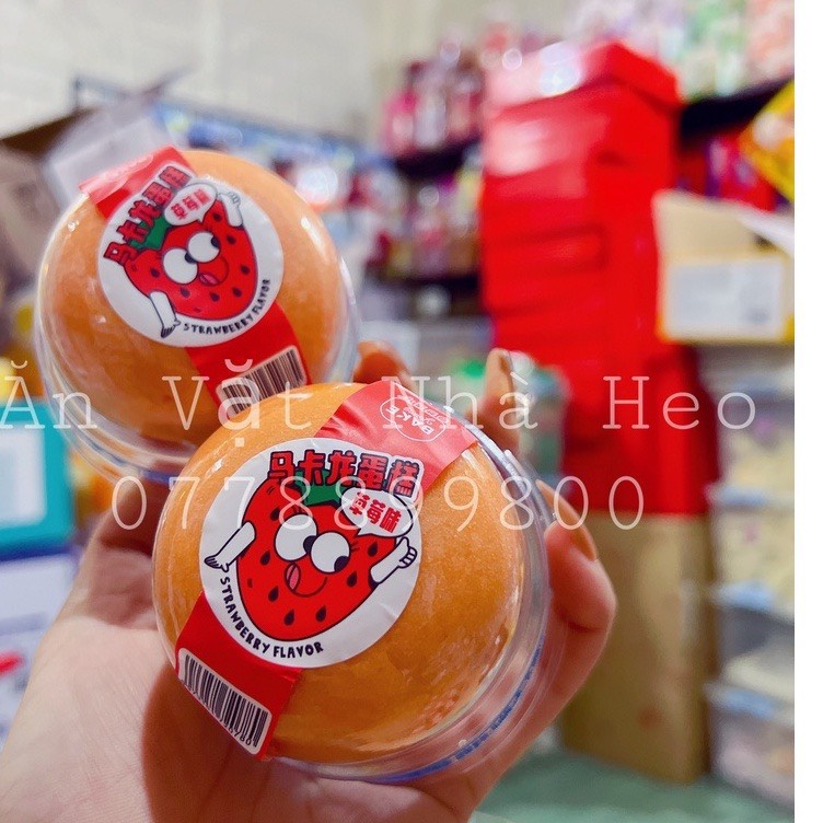 [Hoàn tiền 10%] Bánh lông lan nhân kem macaron dâu ( 10 cái )