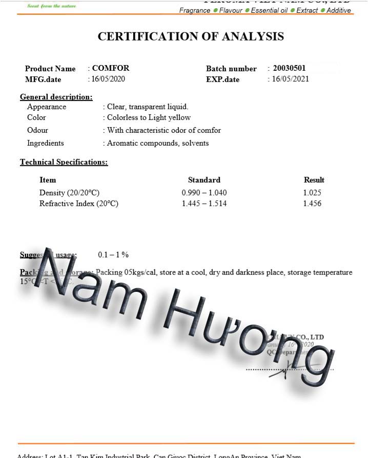 [HCM]Tinh dầu nước xịt thơm quần áo 0.5KG (Hương Comfor)