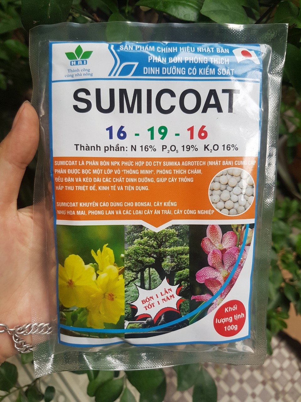 Phân tan chậm Nhật Bản Sumicoat 16-19-16 gói 100g