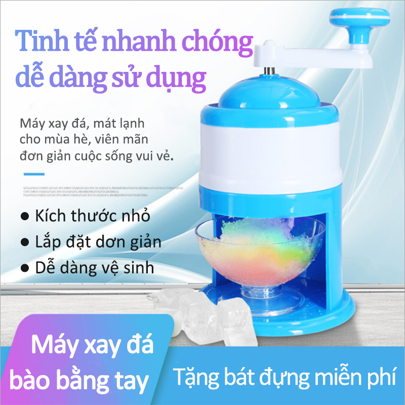 Máy xay đá bào bằng tay, máy xay đá bào quay tay bằng máy, máy nghiền đá mini, máy nghiền lắc tay, tặng bát đựng miễn phí
