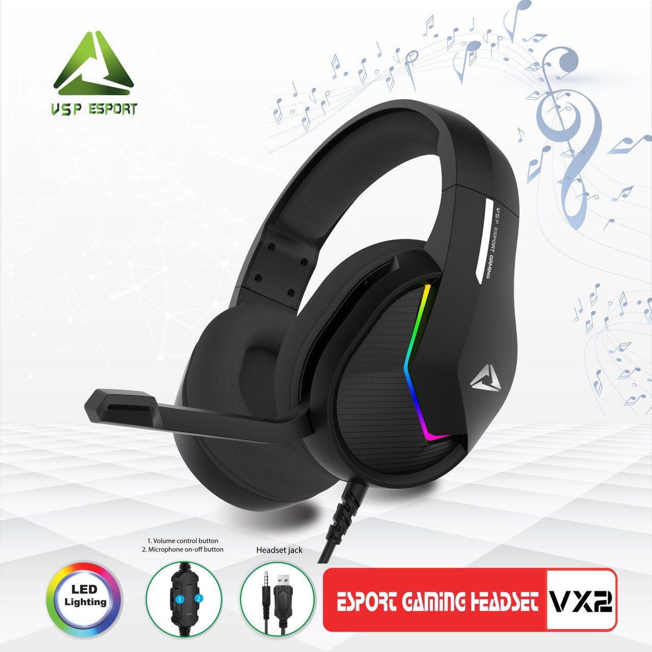 HP Esport Gaming VX2 Led [ 1 Cổng USB + Jack 3.5 ]
