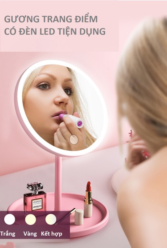 Gương Trang Điểm Tròn Để Bàn Có Đèn Led Cảm Ứng 3 Chế Độ Ánh Sáng Sạc Điện USB - Gương Thông Minh Có Đèn Cảm Ứng Siêu Lung Linh Magic Makeup Mirror With Sensor Led giá rẻ