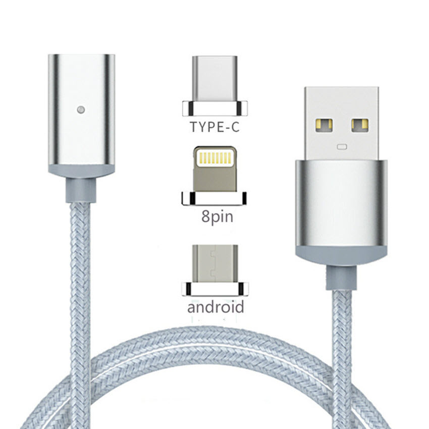 Cáp sạc nam châm magnetic 3 đầu adroid - ios - type c