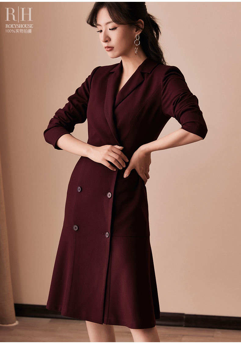 Đầm vest đuôi cá tay dài đổ đô cổ đấp chéo