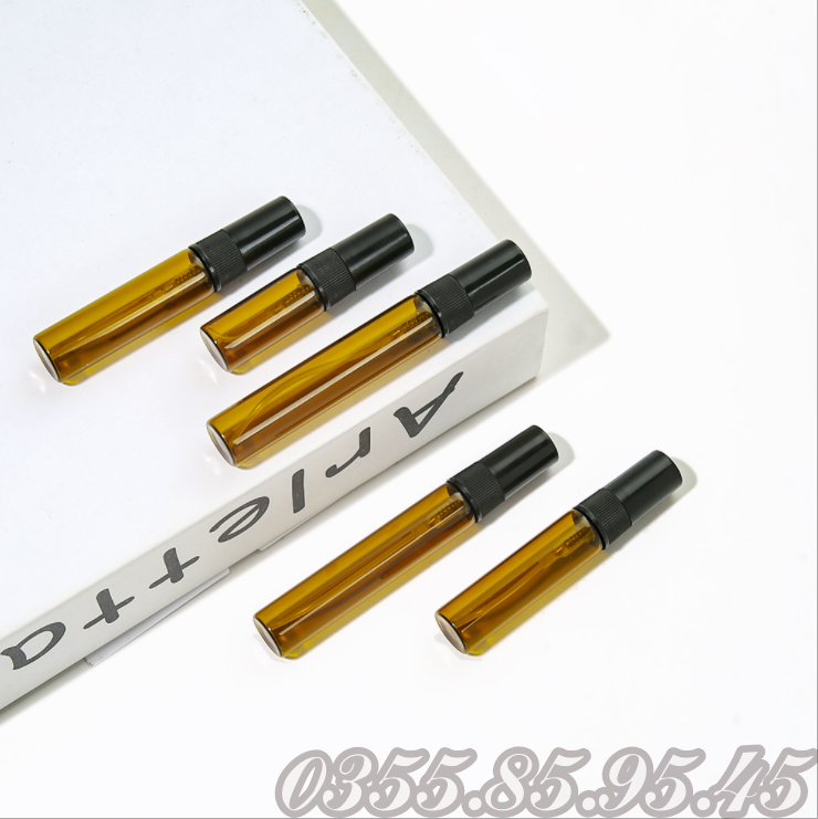10 Chai thủy tinh chiết NƯỚC HOA 2ML 3ML 5ML 10ML THÂN NÂU NẮP ĐEN - Lọ PHUN SƯƠNG chiết tinh dầu du lịch.