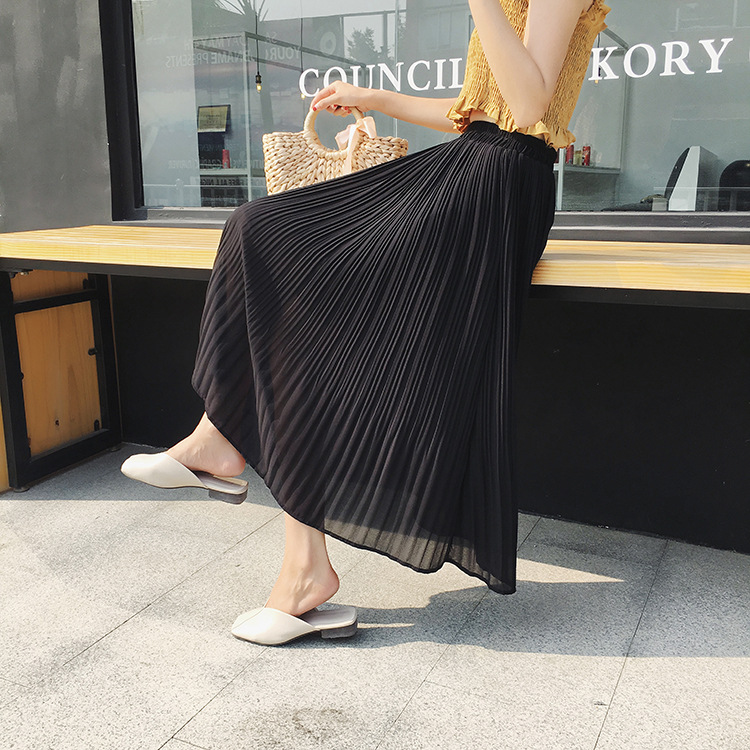 Chân váy voan xếp ly dáng dài