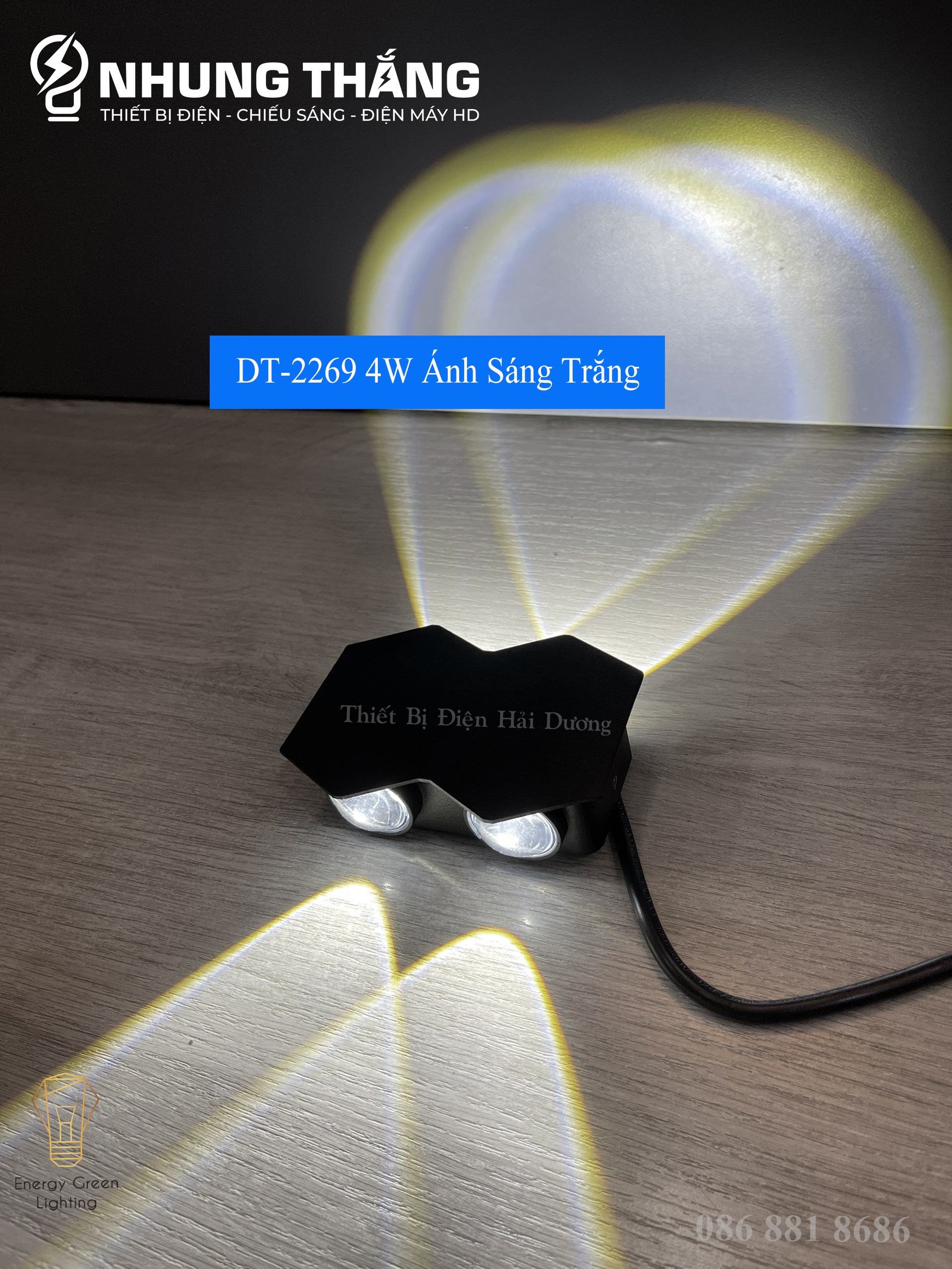 Đèn Hắt Tường Chống Nước 2 Đầu Chiếu Sáng DT-2269 4W-6W Ánh Sáng Trắng/Vàng/Nhiều Màu - Chip Led Siêu Sáng-Bảo Hành 1 Năm - Có Video