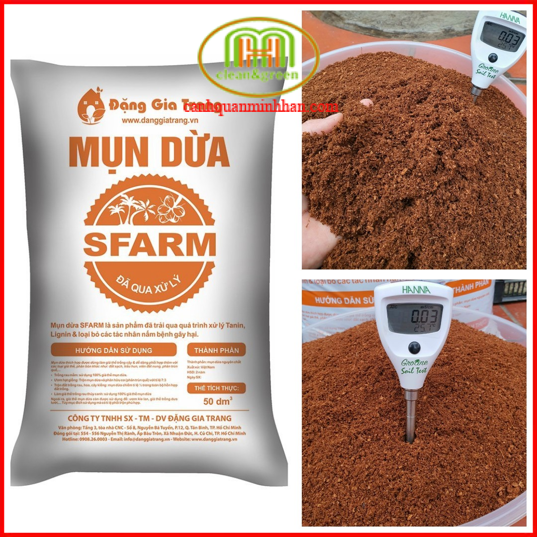 Mụn dừa xử lí SFARM 20dm3 (khoảng 5kg) dùng ươm mầm cây con trồng thủy sinh, phủ mặt chậu cây , trồng cây mới sang chậu|Minh Hân Garden