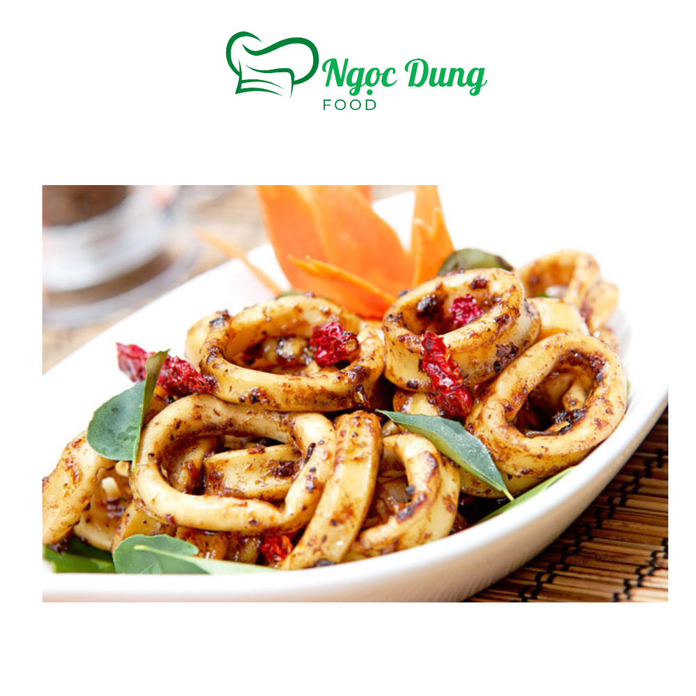 Mực cắt khoanh, mực vòng bịch 1kg net 5 (giao 2h tphcm)