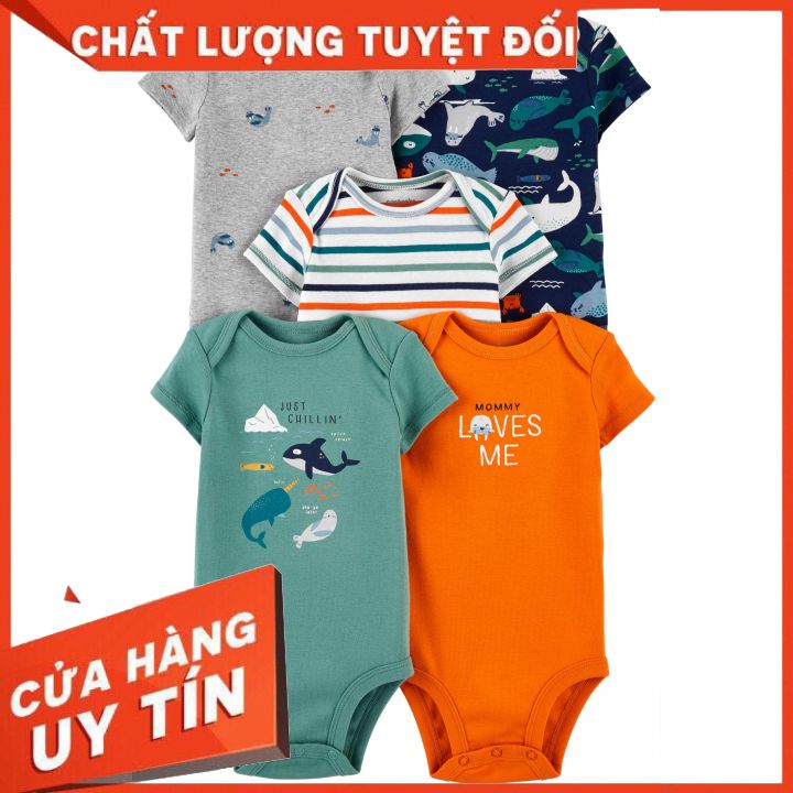 Bodysuit Carter's Cá Voi Nhập Mỹ Cho Bé Set 5 Bộ