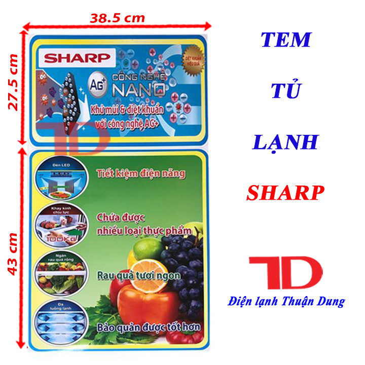Tem dán Tủ Lạnh Sharp , tem dán tủ lạnh, tem Sharp - Điện Lạnh Thuận Dung