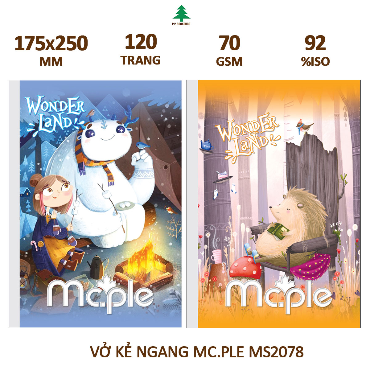 [MC.PLE] Vở Kẻ ngang B5 Mc.ple 120 trang WONDERLAND, định lượng 70gsm, độ trắng 92% ISO - Sổ tập vở chất lượng, bám mực tốt - MS2078