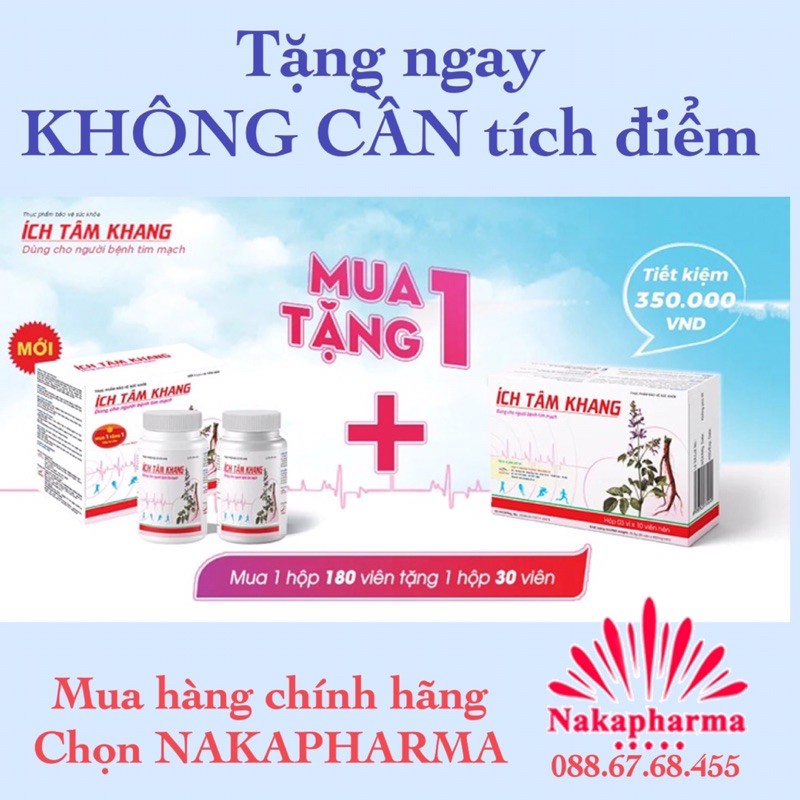 ✅ [CỰC HOT] Ích Tâm Khang - Mua 2 lọ tặng ngay 1 hộp 30 viên - Tăng sức khỏe hệ tim mạch, giảm mệt mỏi, lo âu