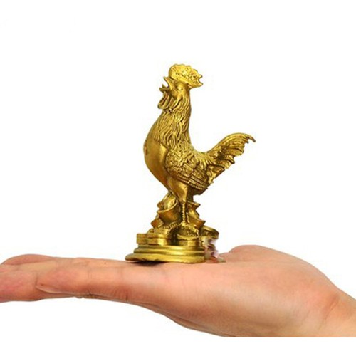 Tượng linh vật con gà trống bé bằng đồng thau phong thủy Hồng Thắng