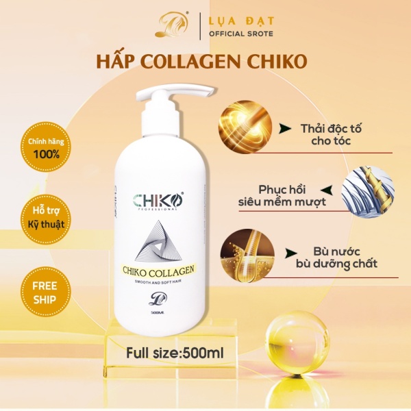 [SIÊU MƯỢT] Dầu hấp xả 2 trong 1 Collagen CHIKO-phục hồi tóc hư tổn,ngăn ngừa rụng tóc 500ML giá rẻ