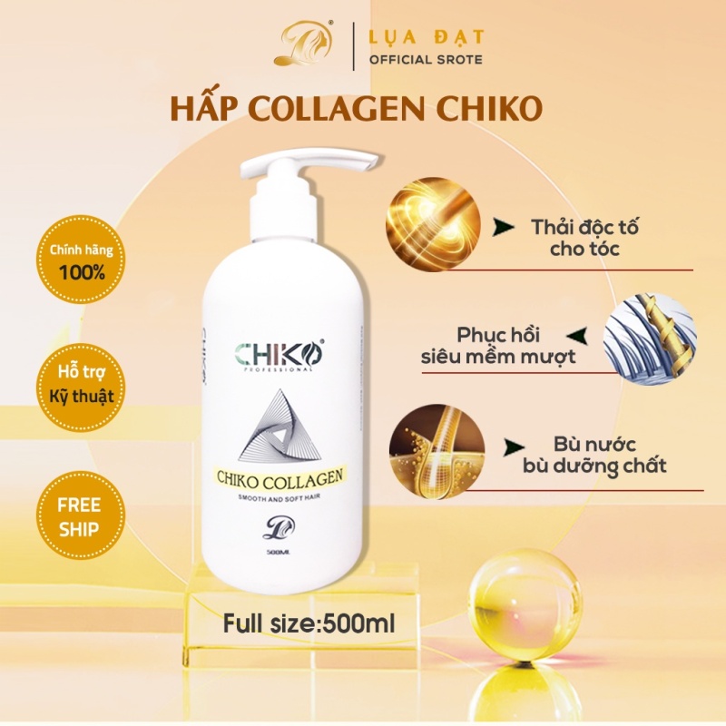 [SIÊU MƯỢT] Dầu hấp xả 2 trong 1 Collagen CHIKO-phục hồi tóc hư tổn,ngăn ngừa rụng tóc 500ML
