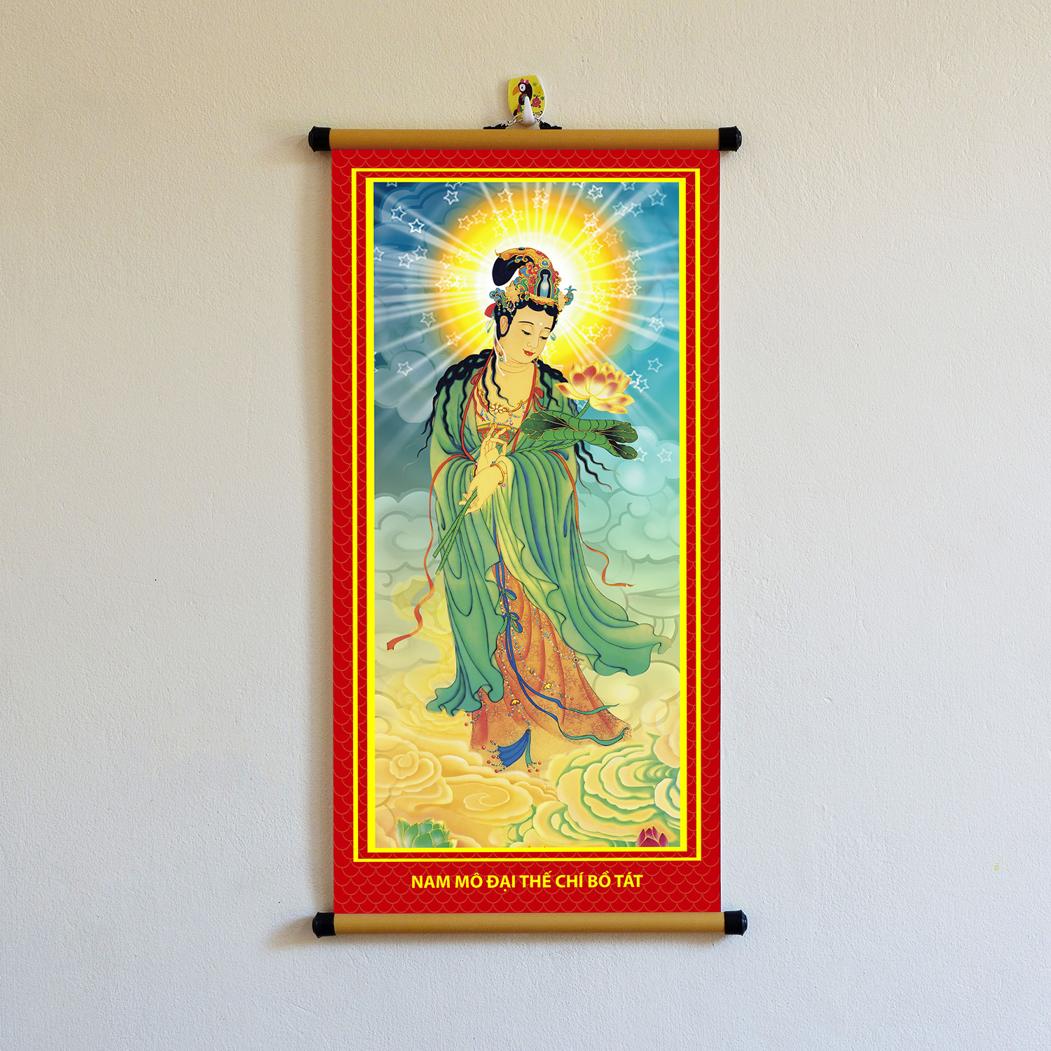 Tranh Đại Thế Chí bồ tát treo tường, tranh phật treo tường bằng vải cao cấp