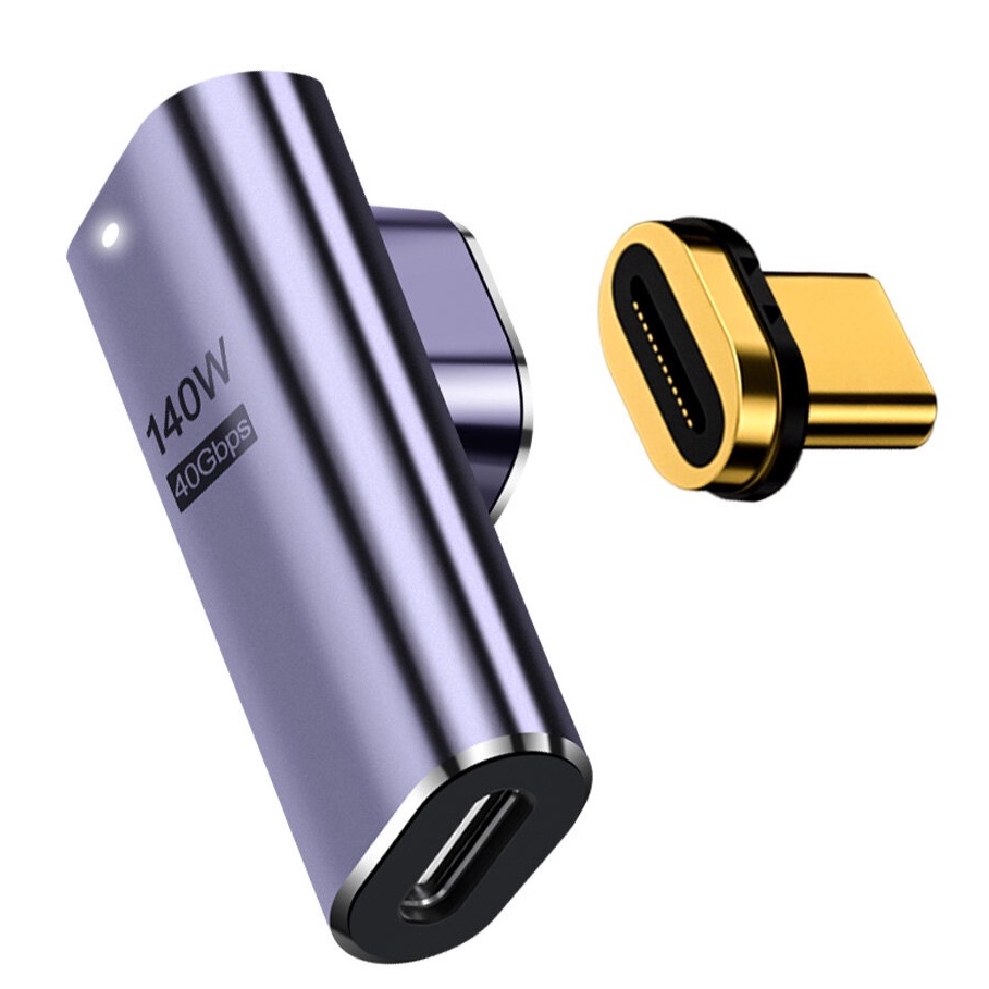 Bộ đầu chuyển đổi nam châm từ tính type c sang type c usb3.2 140w 40gbps xuất video 8k 60hz thunderbolt