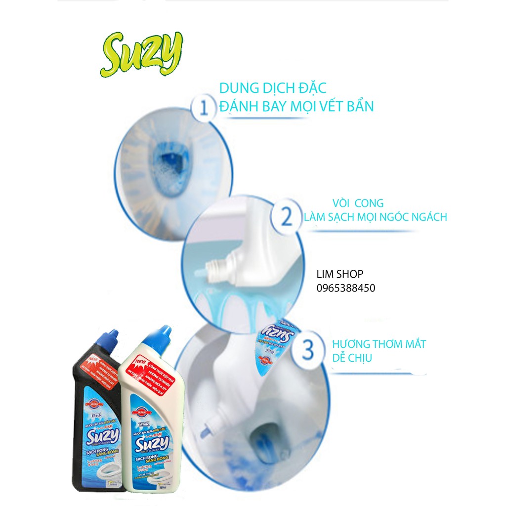 [CHÍNH HÃNG ] Nước tẩy rửa bồn cầu, nhà tắm Cao Cấp Suzy Nhật Bản 560ml - thành phần Hữu Cơ, không mùi axit