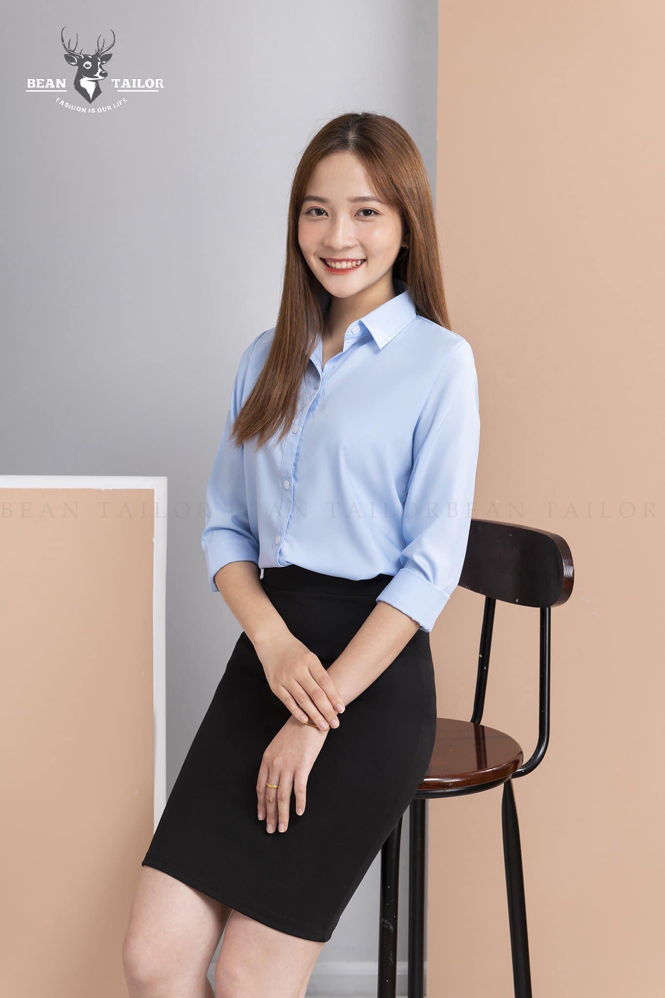 Áo sơ mi nữ cao cấp - Lụa Nhật - Dáng Đẹp