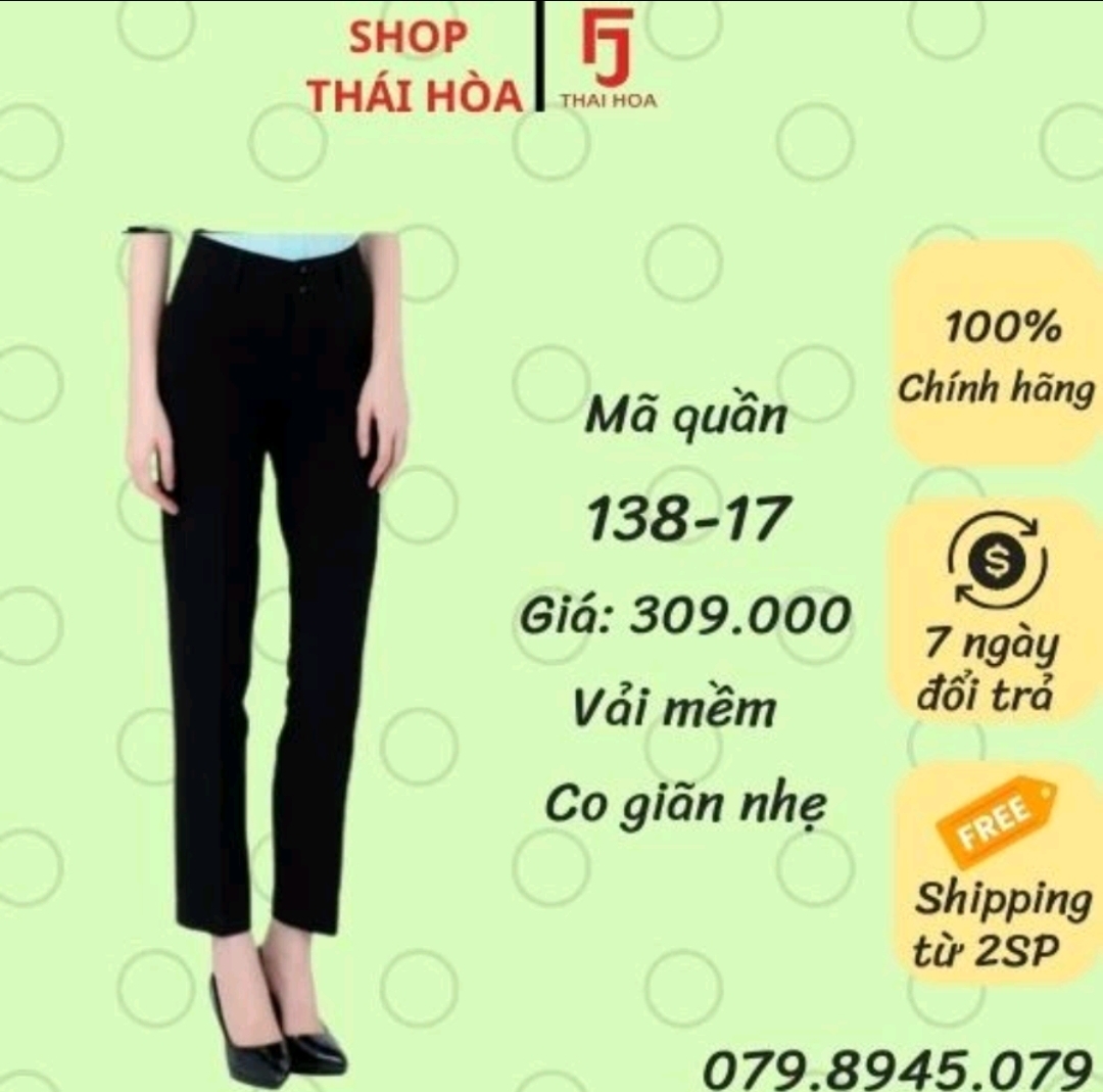 Quần tây Thái Hoà vải mịn mát co giãn 138 đủ màu