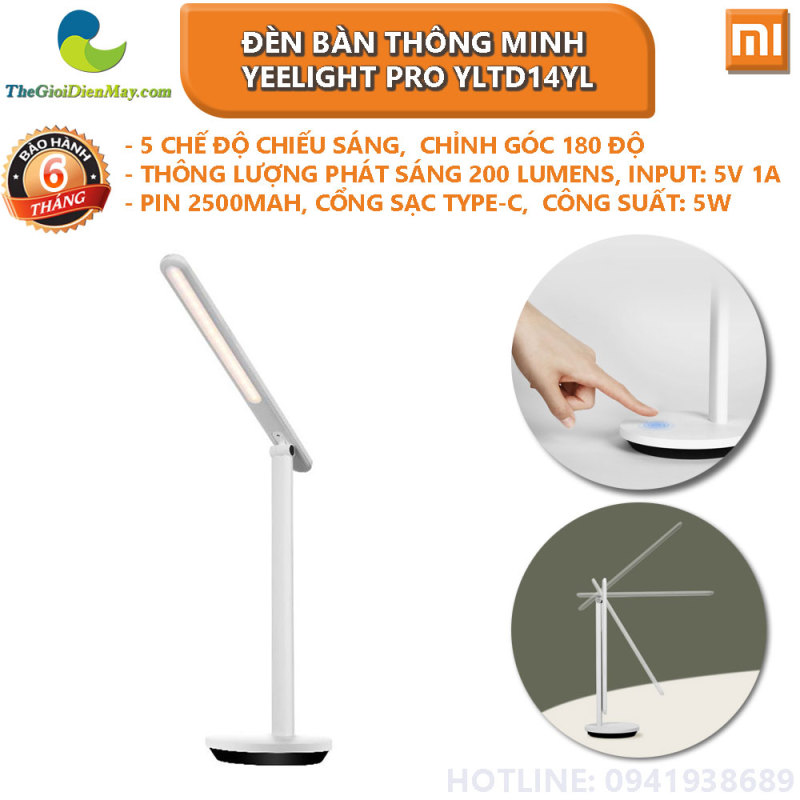 Đèn bàn thông minh Led Yeelight Pro YLTD14YL Pin 2500mAh, bảo vệ mắt - Bảo hành 6 tháng - Shop Thế Giới Điện Máy