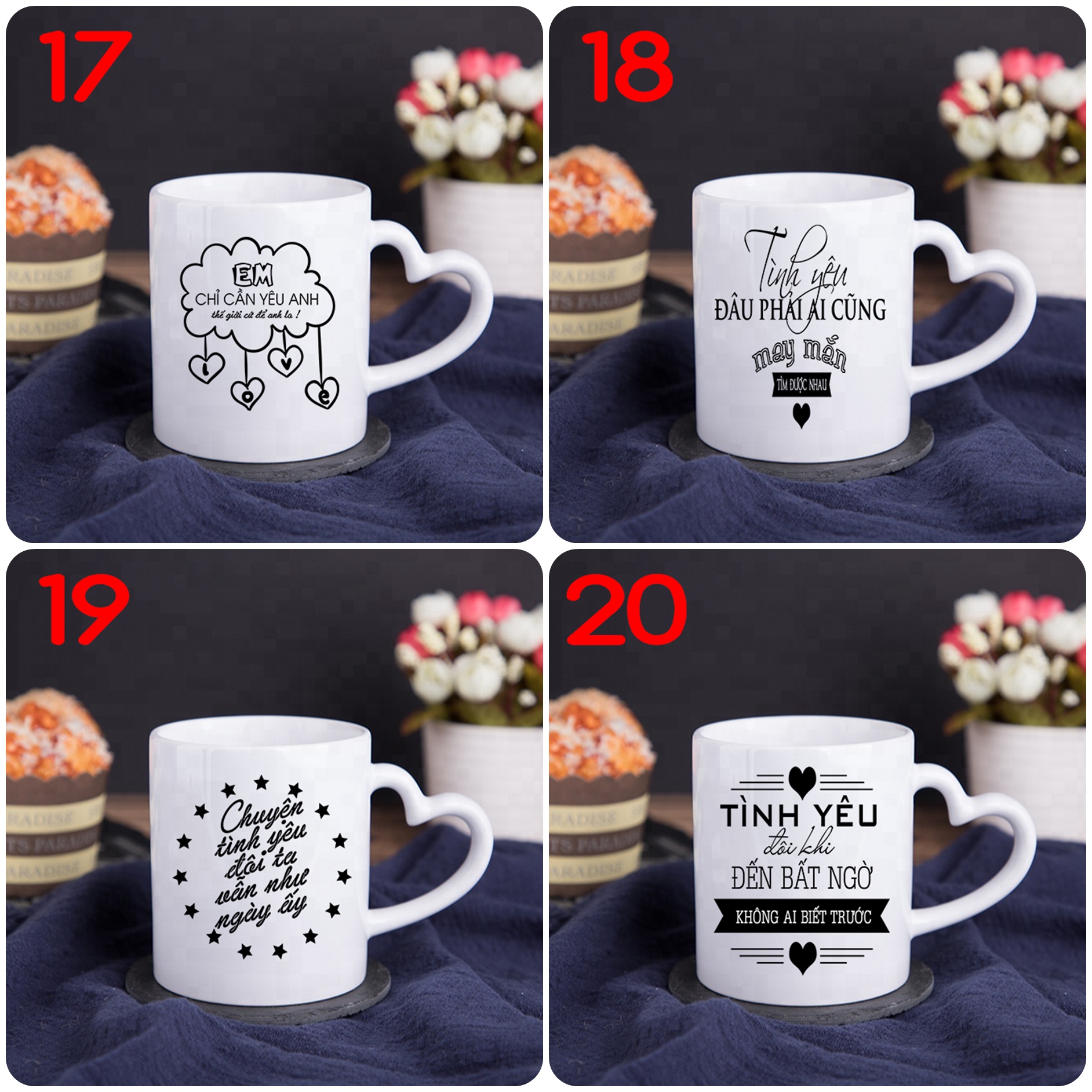 (20 Mẫu) Ly Sứ In Typography 350ml