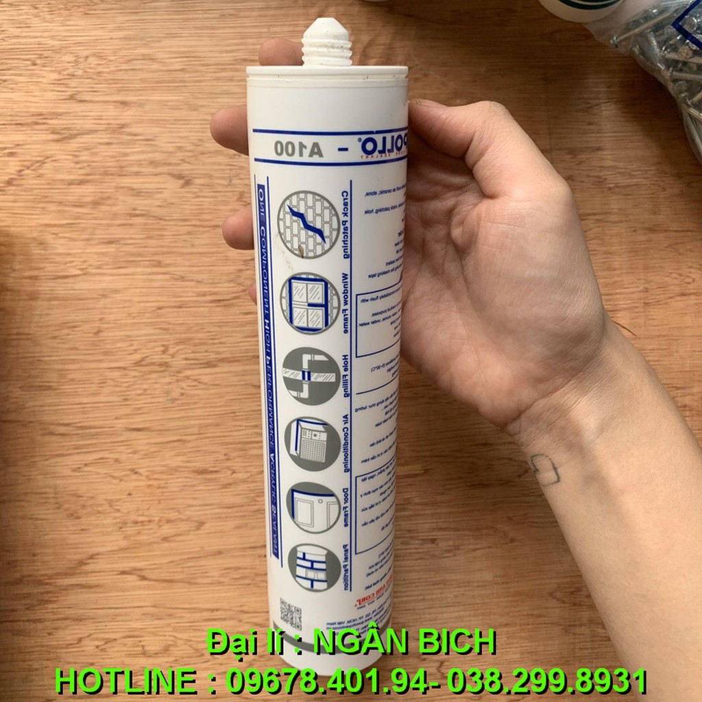 (Siêu rẻ) Keo Silicon Apolo A100 trắng sữa
