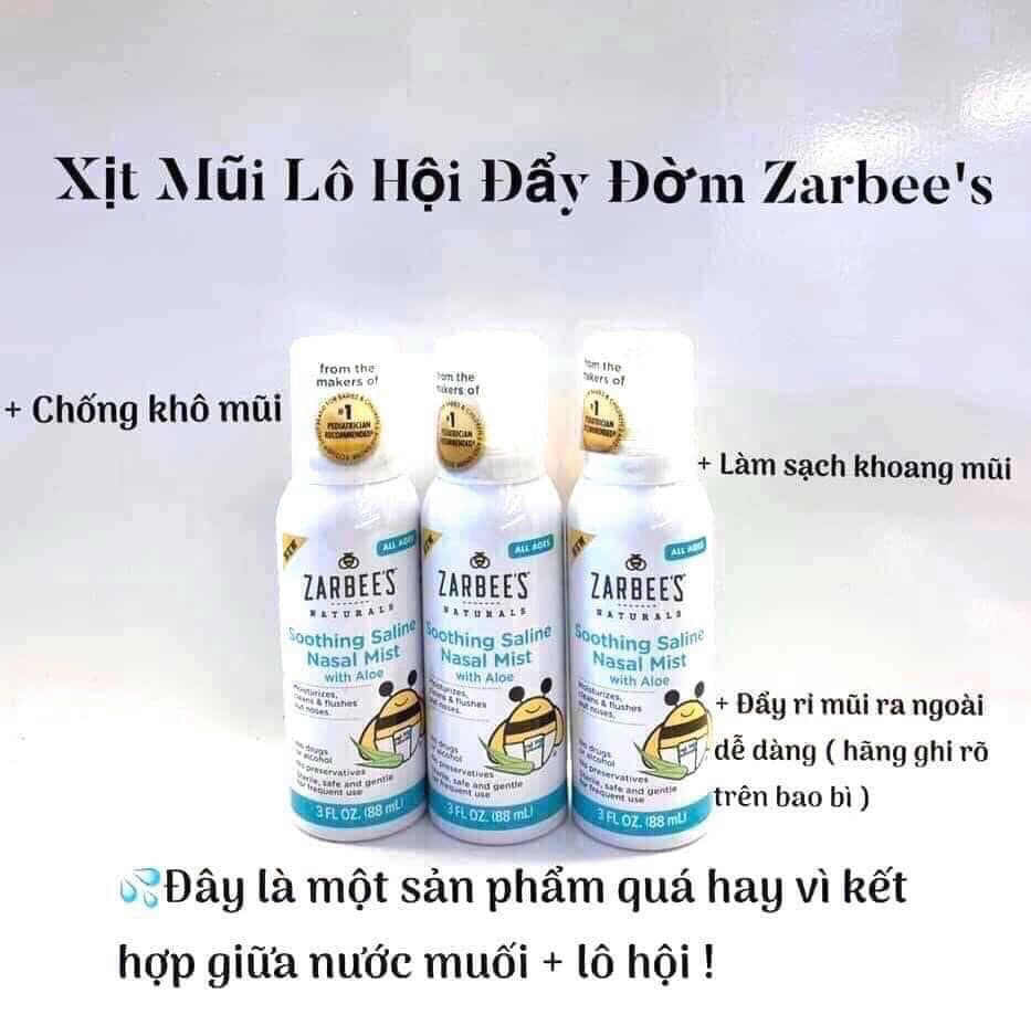 Xịt mũi lô hội Zarbee Mỹ 88ml cho bé Zarbees