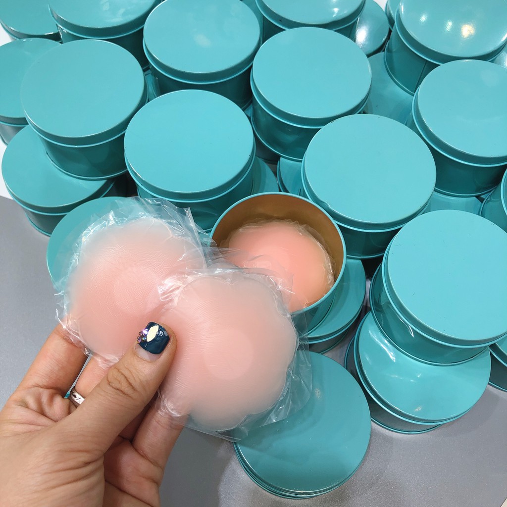Hộp 10 miếng dán ty silicon [ZOZO 0122 ], Miếng dán ngực silicon hộp sắt (5 đôi)