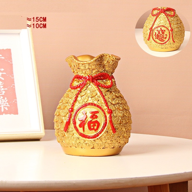 Chậu túi tiền cao cắm hoa - trang trí tết ht22
